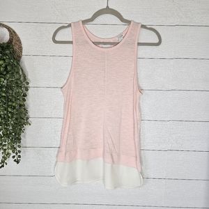 J Crew Keyhole Back Tank, Layered Size S Pink White Soft EUC
